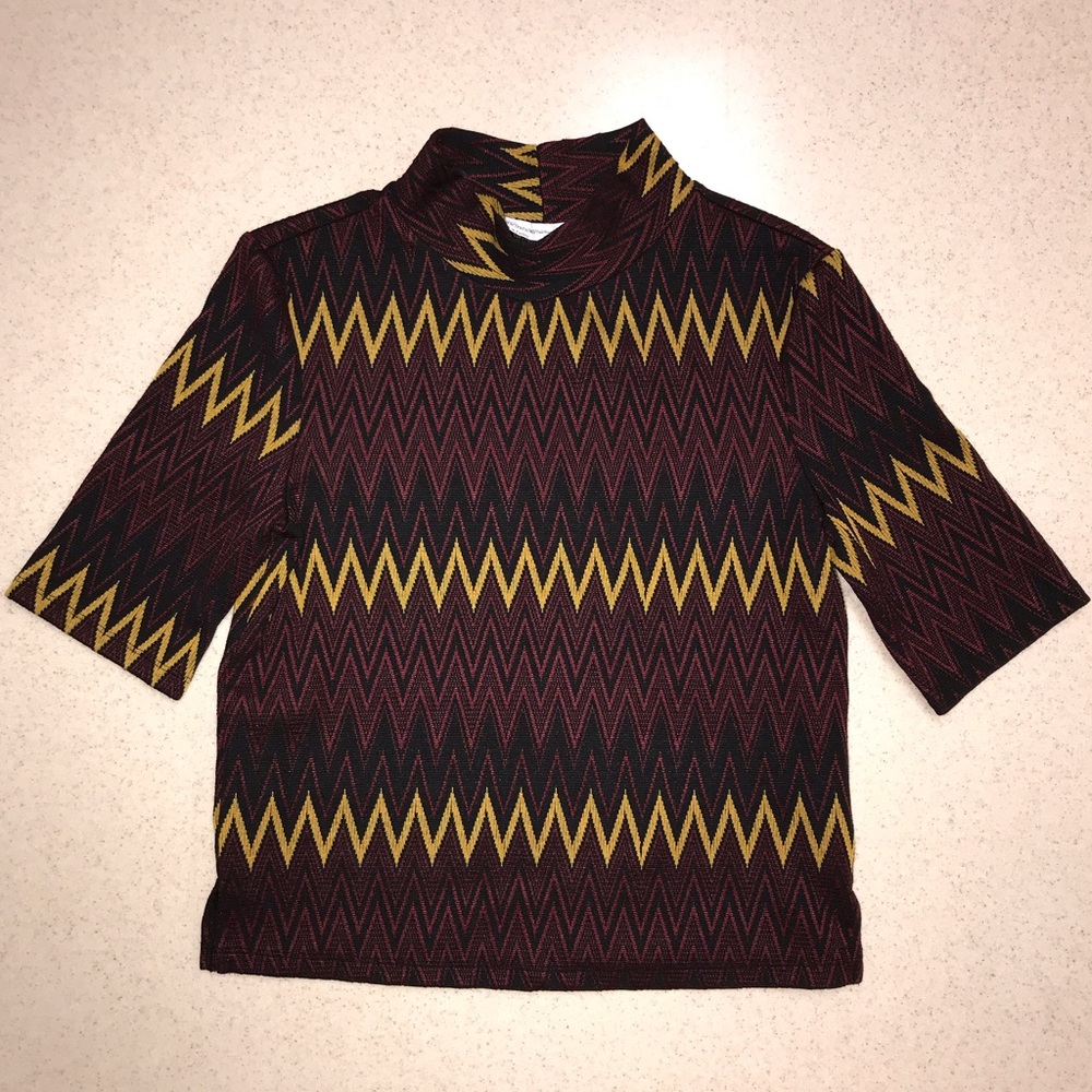 🌴3/$20 Zara Trafaluc Mock Neck Top Cranberry Mustard